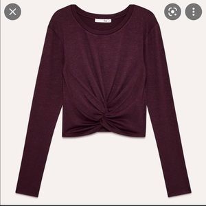 Wilfred Free Purple Ortiz Knotted Cropped Long Sleeve Top